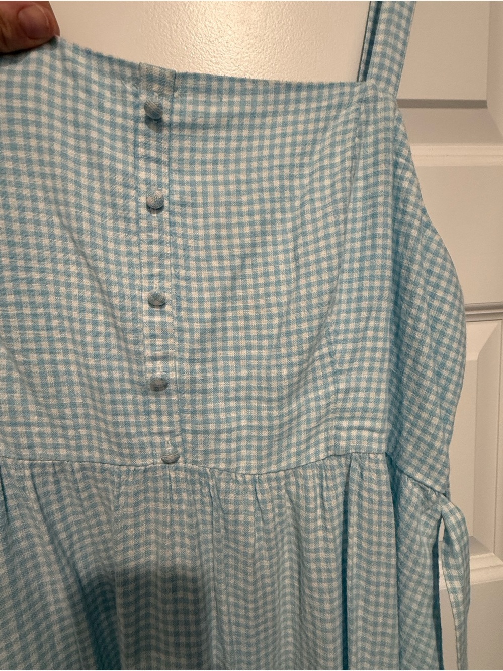 Light Blue Gingham Sundress - Sleeveless Button-Front